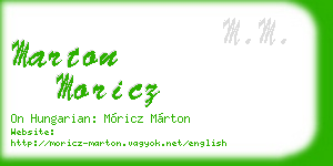 marton moricz business card
